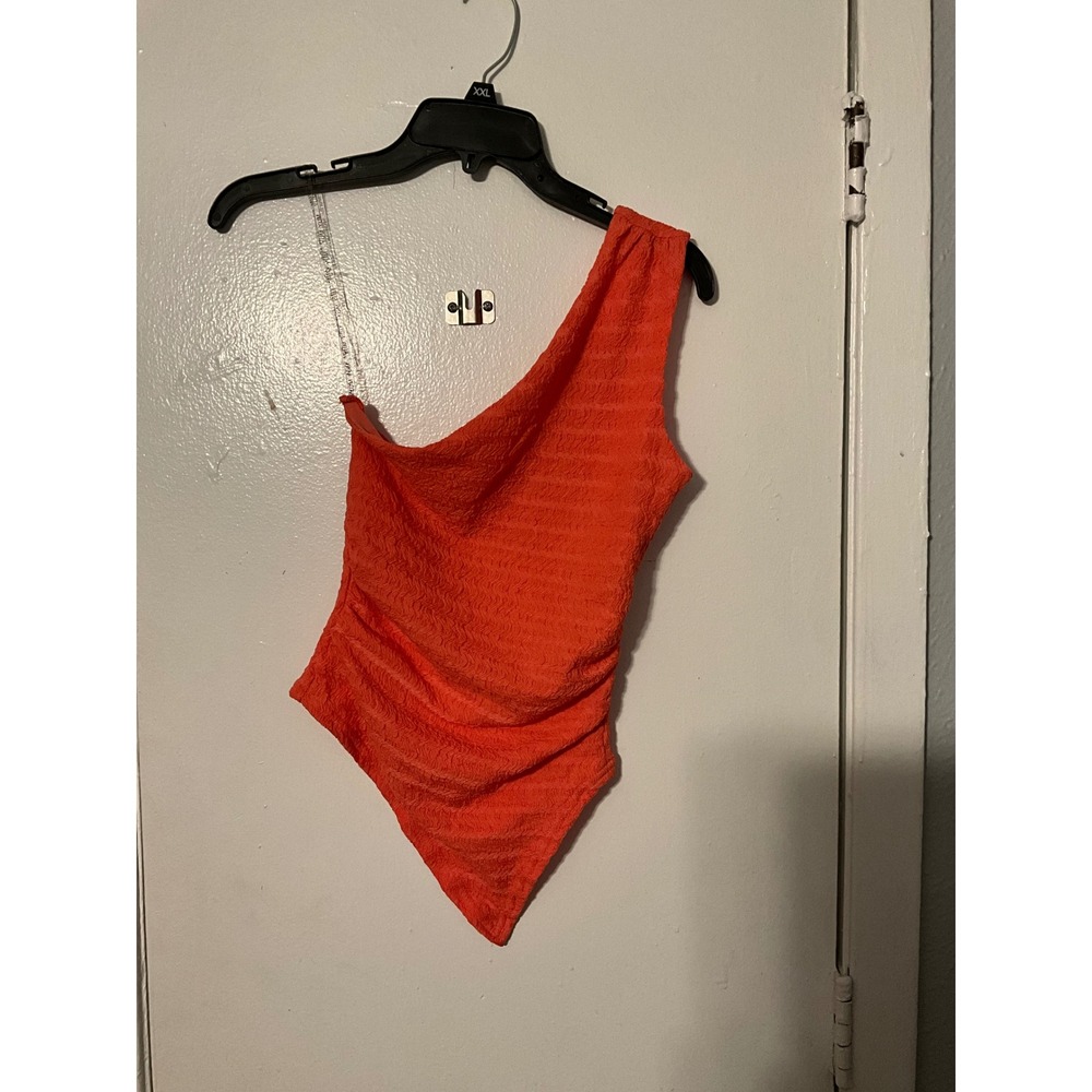 Muy Muy Fancy Collection‎ Orange One Shoulder Textured Top XS MM-A2710 NWT